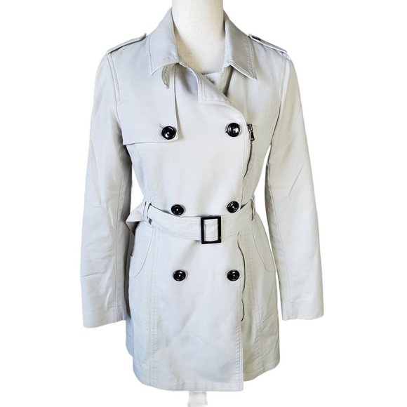 Willi Smith Jackets & Blazers - 𝅺willi SMITH Lined Trench Coat Khaki Rain Coat Button Belted Zip Size M